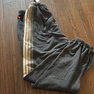 Aviator Nation Gray Sweatpants with Striped Detail